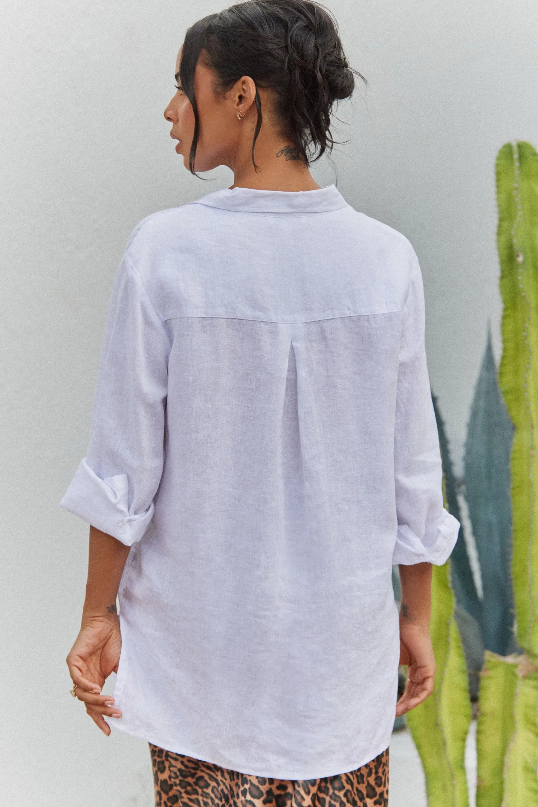 100% Camicia in Manica lunga lino