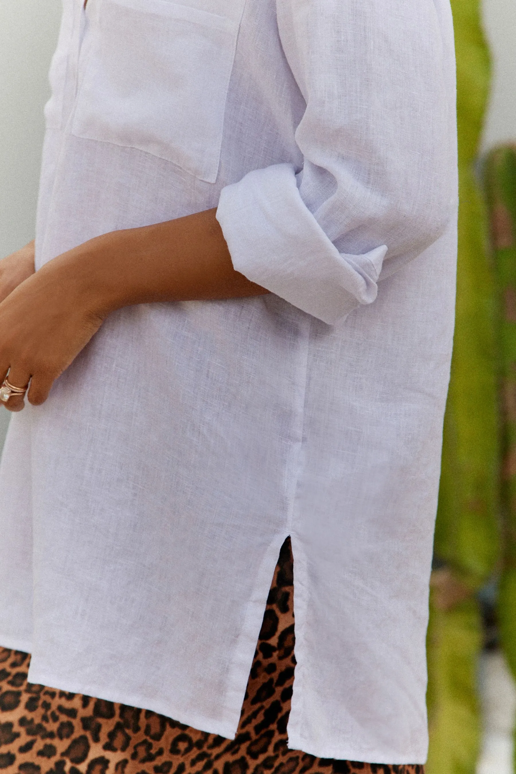 100% Camicia in Manica lunga lino