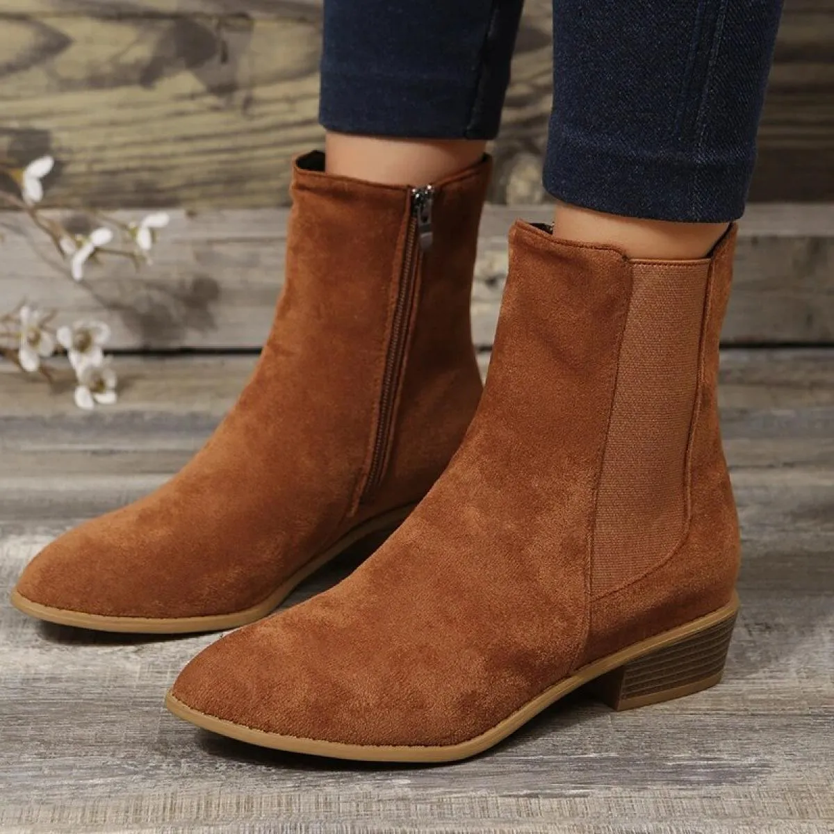 2023 Inverno Classico Chelsea Stivali da Donna Cowherd Testa Rotonda Stivaletti con Tacco a Zeppa Stivaletti da Cowboy Semplice