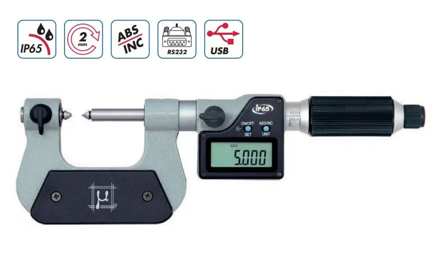 2394026 Rupac Micrometro millesimale Digitale per filettature Serie Digitronic con avanzamento rapido, stelo non rotante campo d