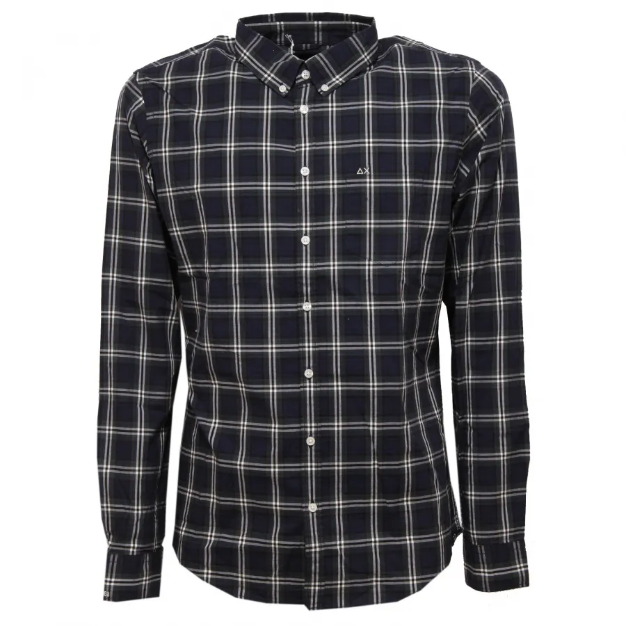7202W camicia uomo SUN 68 blue/green/white cotton shirt men