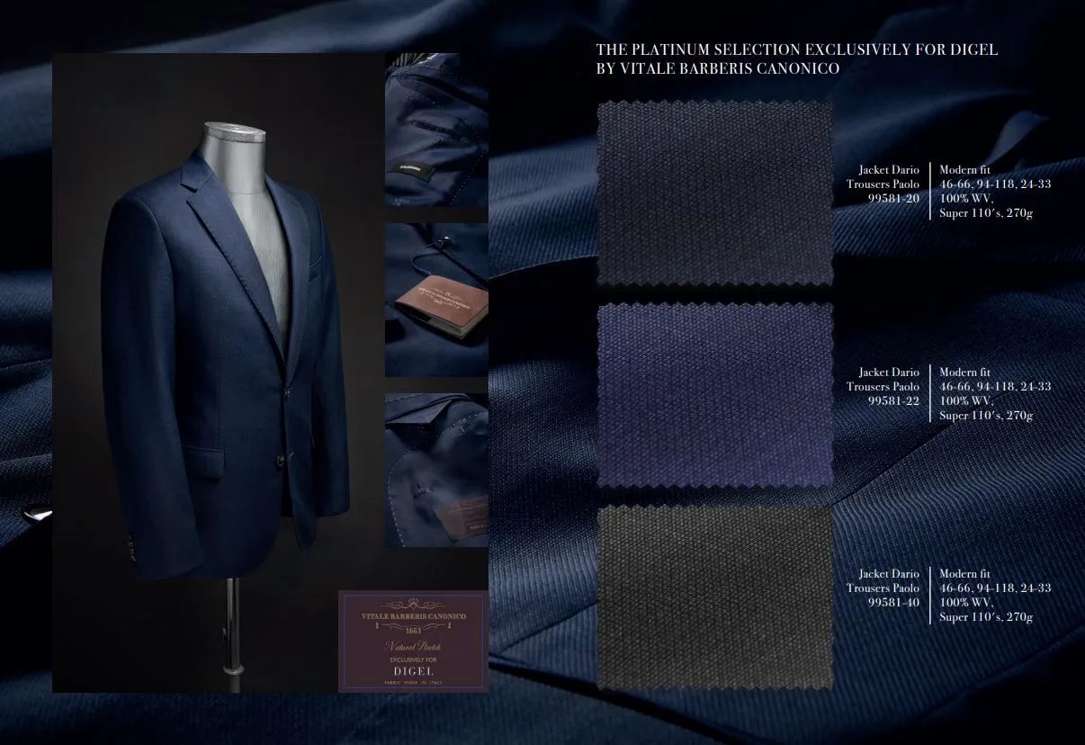 Abito blu digel drop sei modern fit in lana vitale barberis canonico