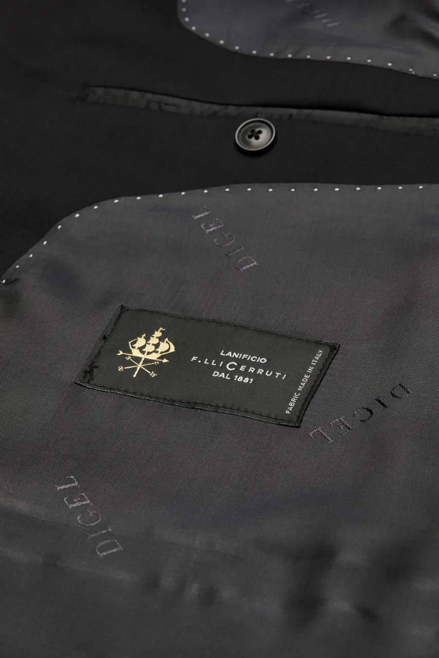 Abito nero digel drop quattro corto in lana cerruti super 110's