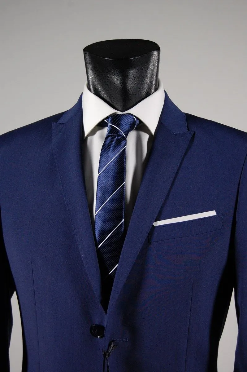 Abito slim fit john barritt blu marine due bottoni petto a lancia