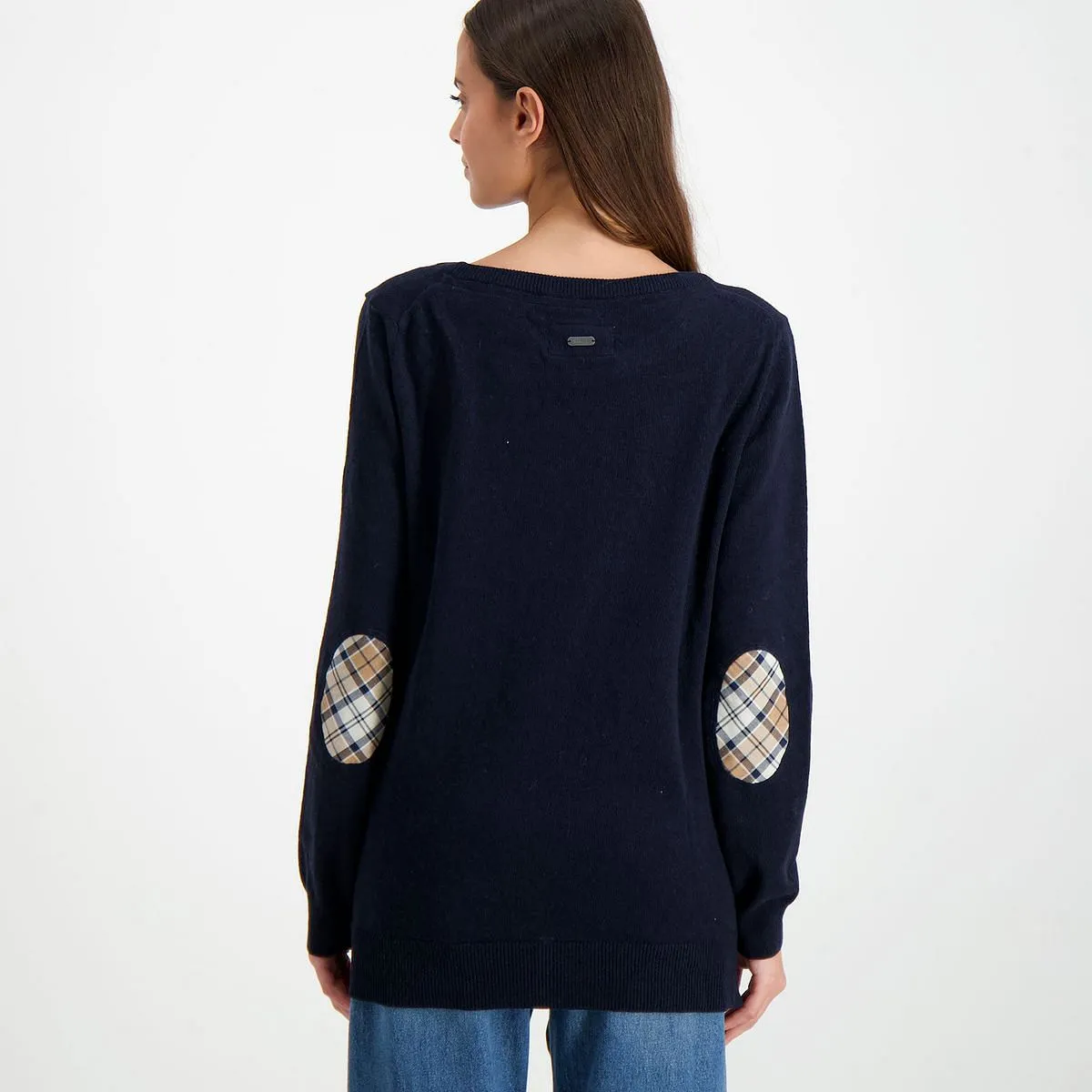      BARBOUR MAGLIONE GIROCOLLO IN LANA TOPPA CHECK DONNA  
