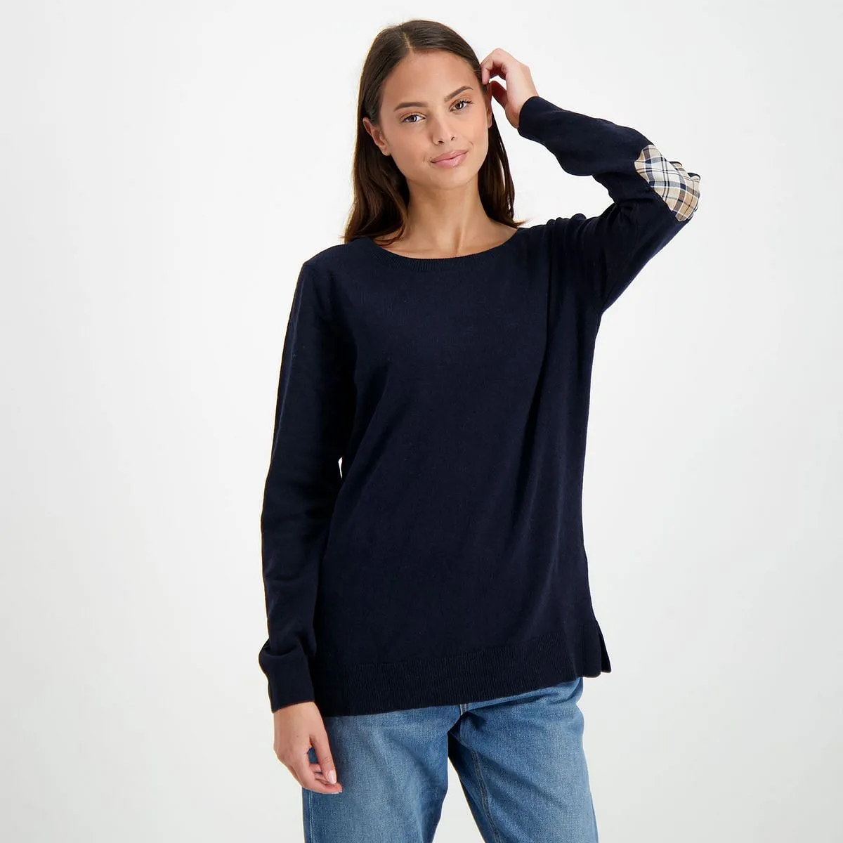     BARBOUR MAGLIONE GIROCOLLO IN LANA TOPPA CHECK DONNA  