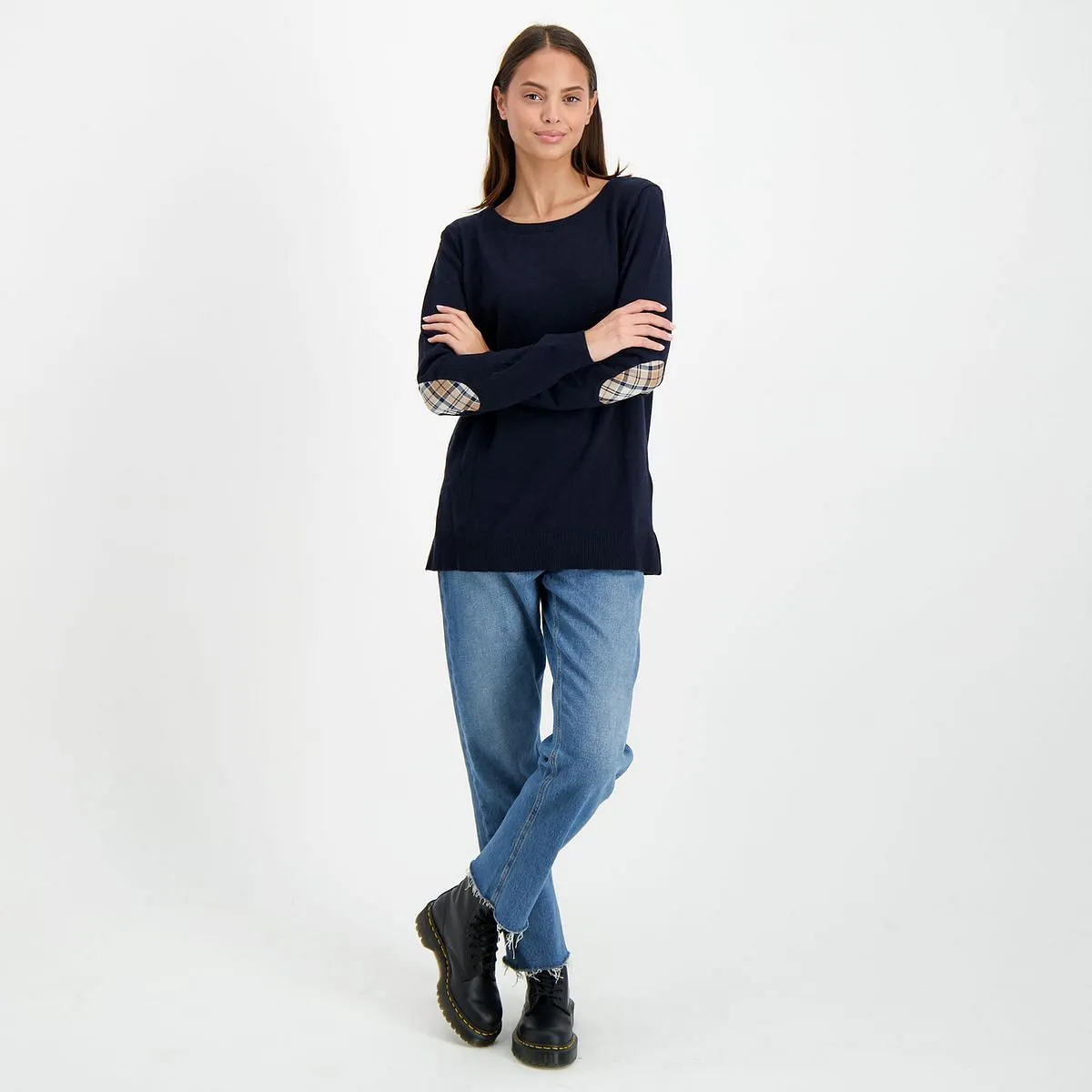      BARBOUR MAGLIONE GIROCOLLO IN LANA TOPPA CHECK DONNA  