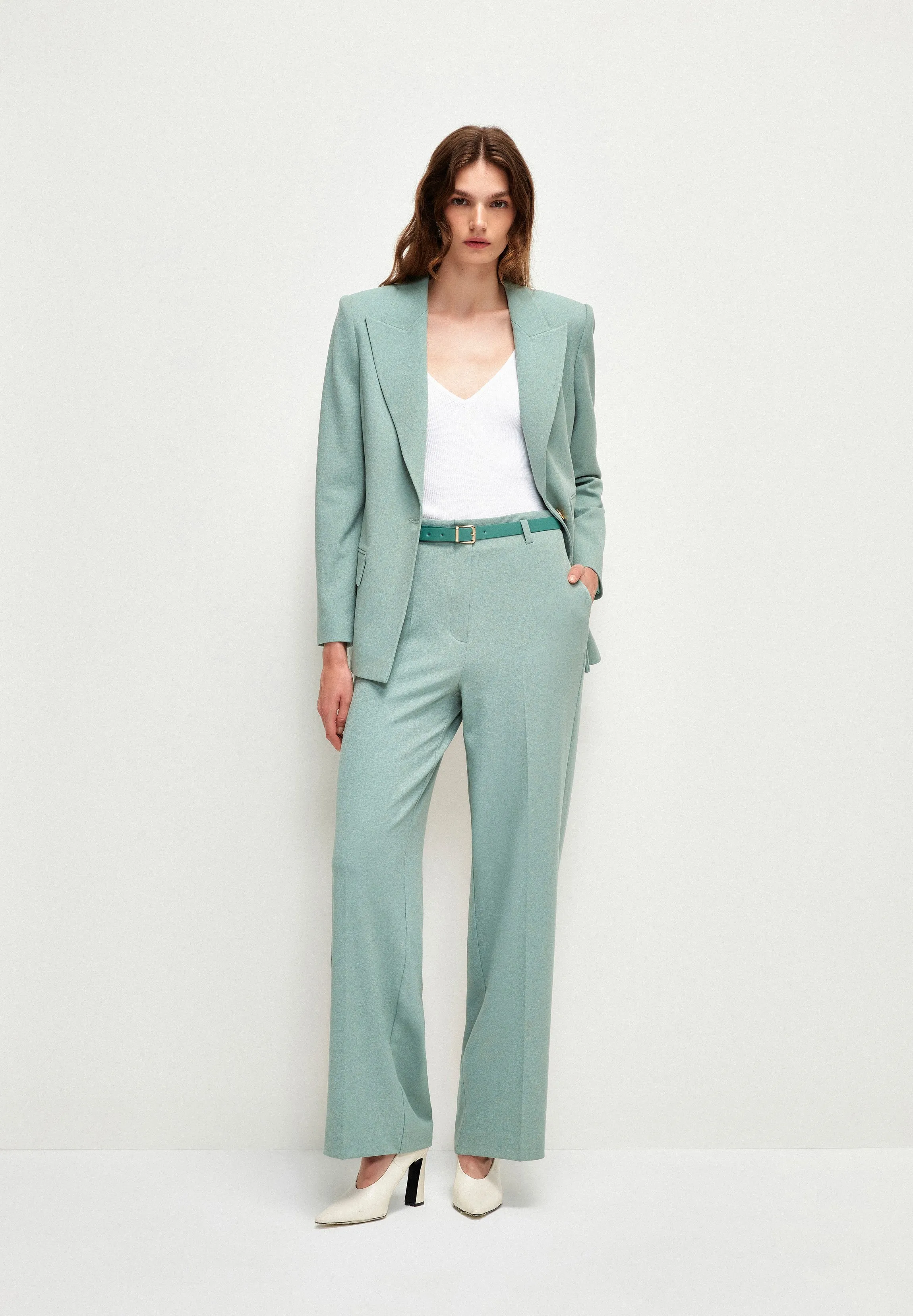 BELTED WIDE LEG - Pantaloni