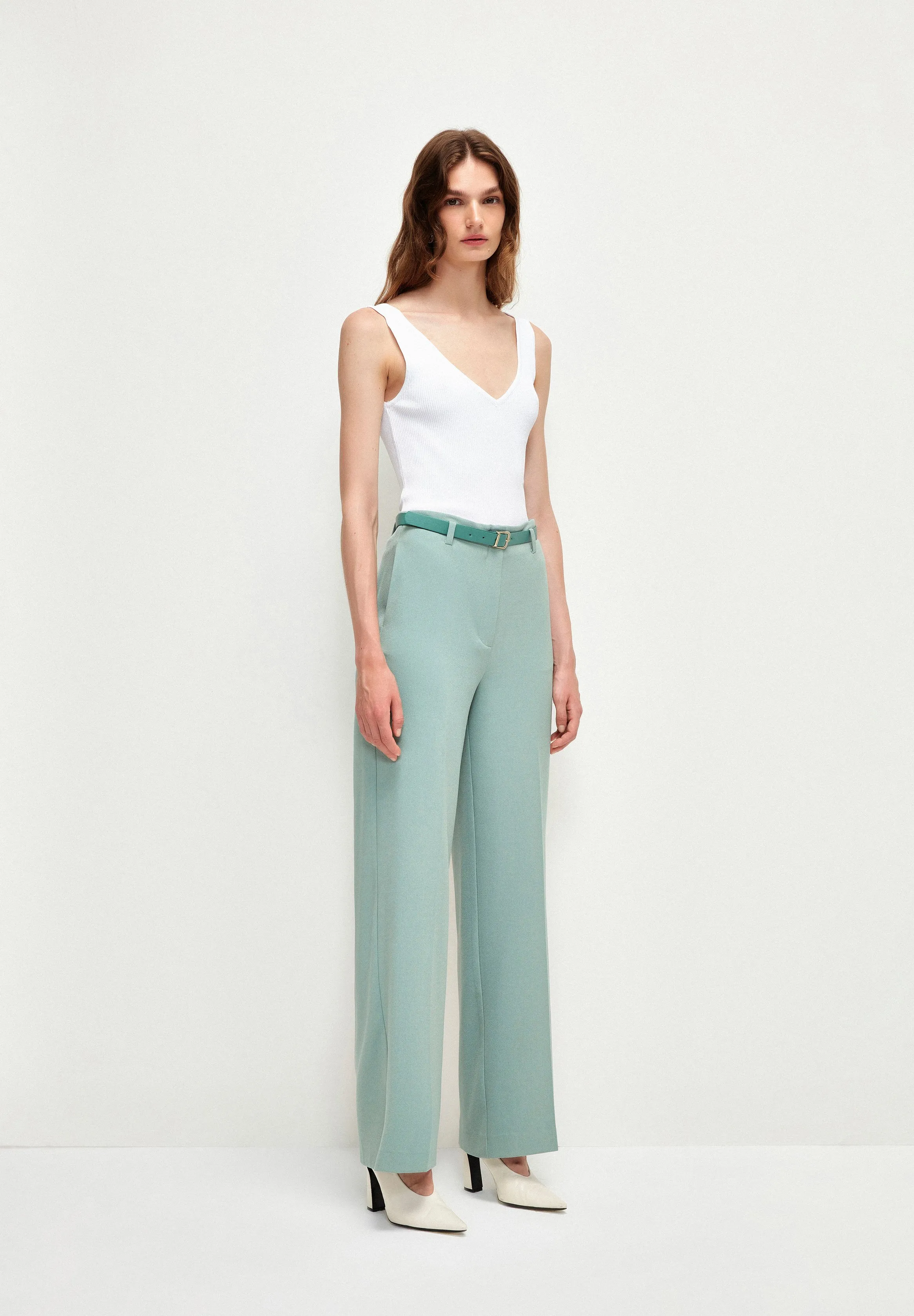 BELTED WIDE LEG - Pantaloni