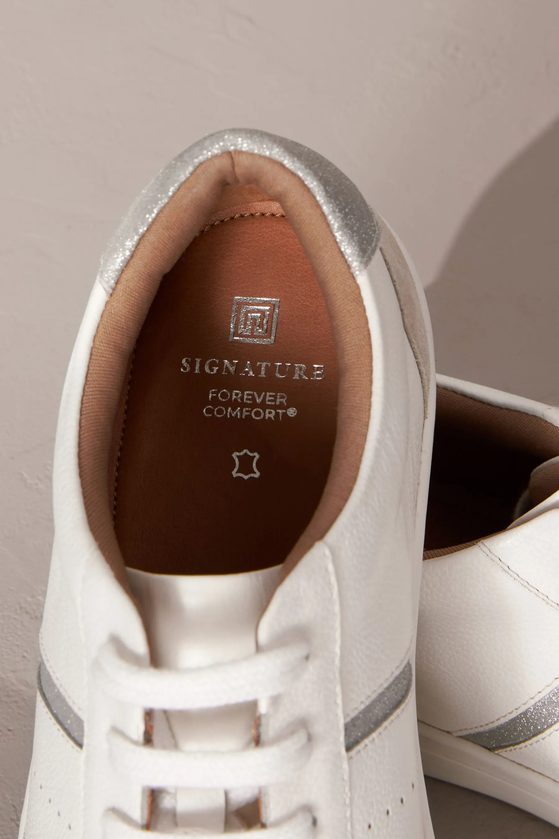 Bianco  - Signature - Scarpe da ginnastica stringate in pelle