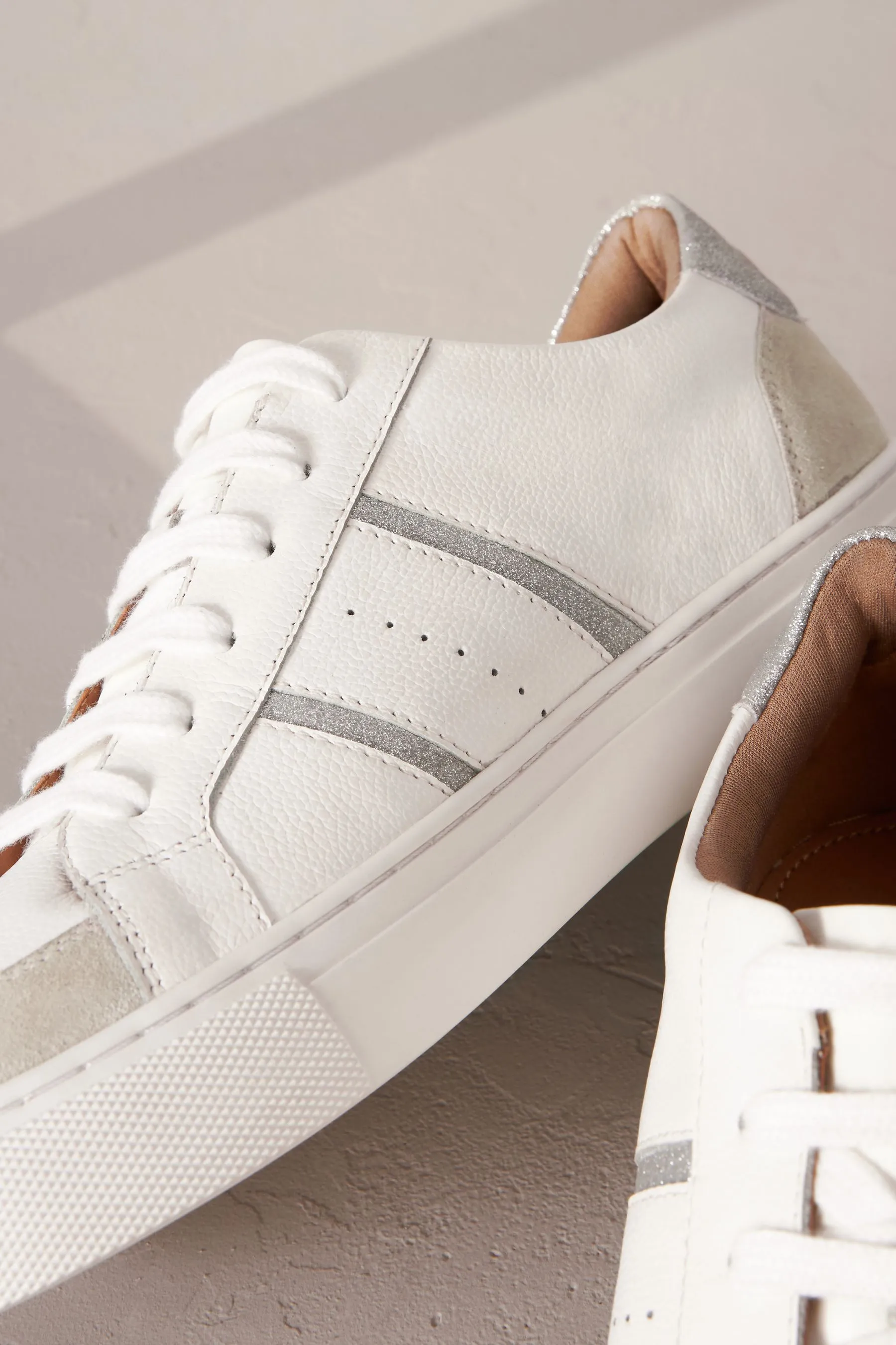 Bianco  - Signature - Scarpe da ginnastica stringate in pelle