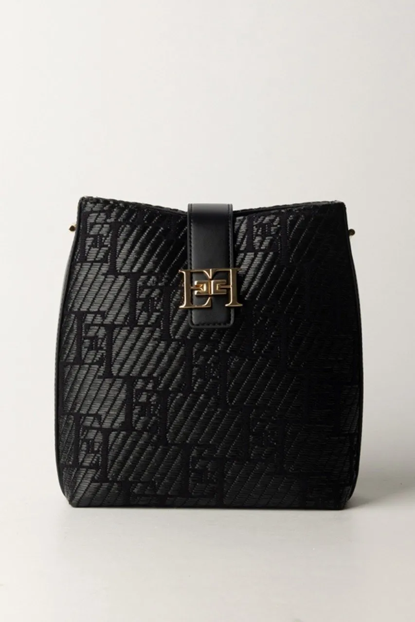 Borsa a tracolla in rafia Nero