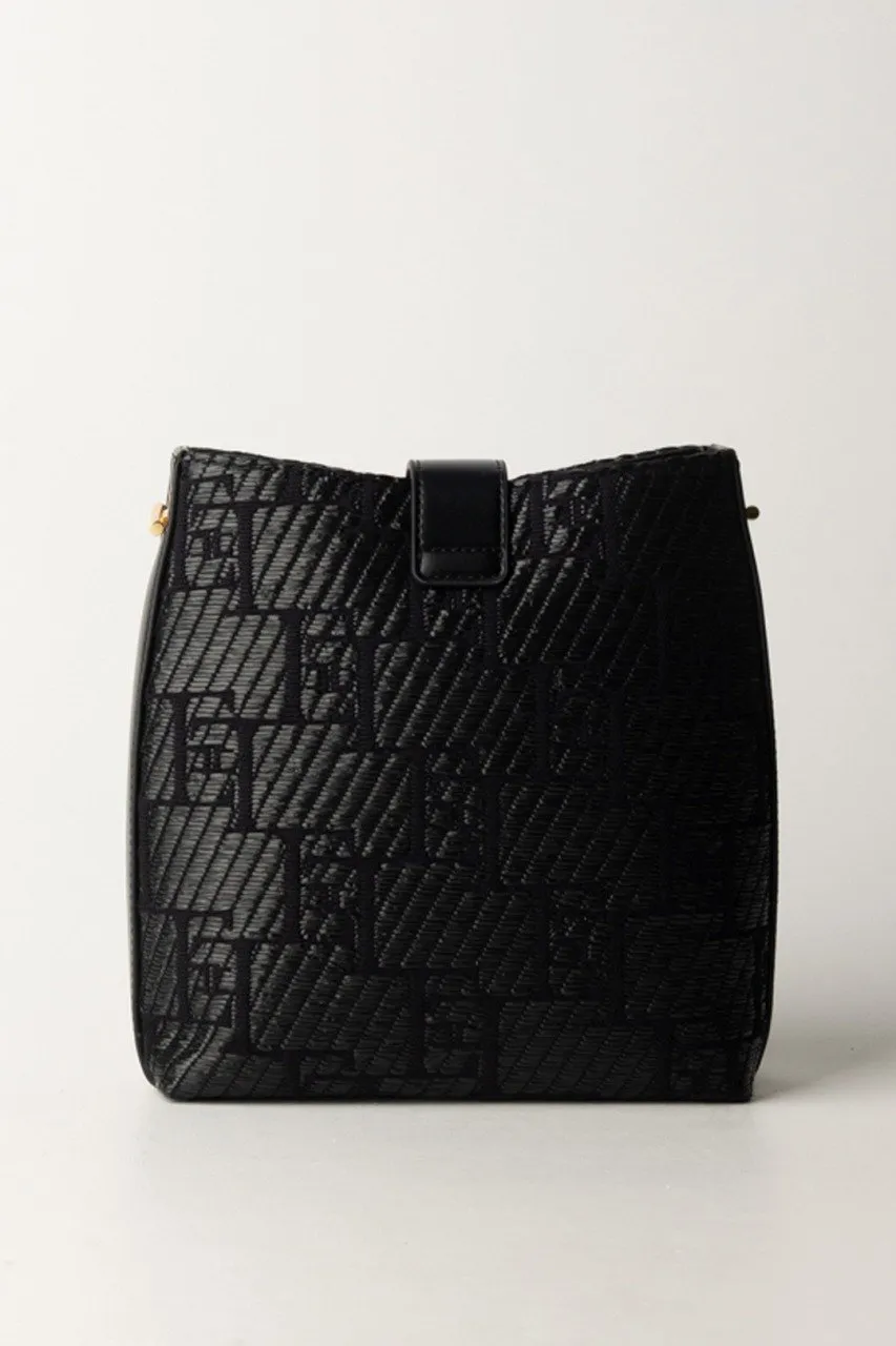 Borsa a tracolla in rafia Nero