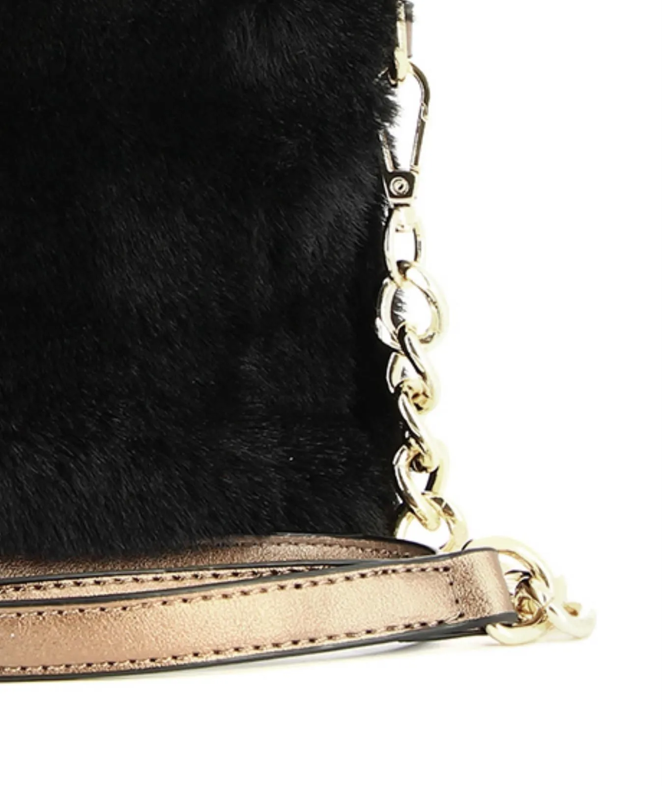 Borsa a tracolla nera in peluche