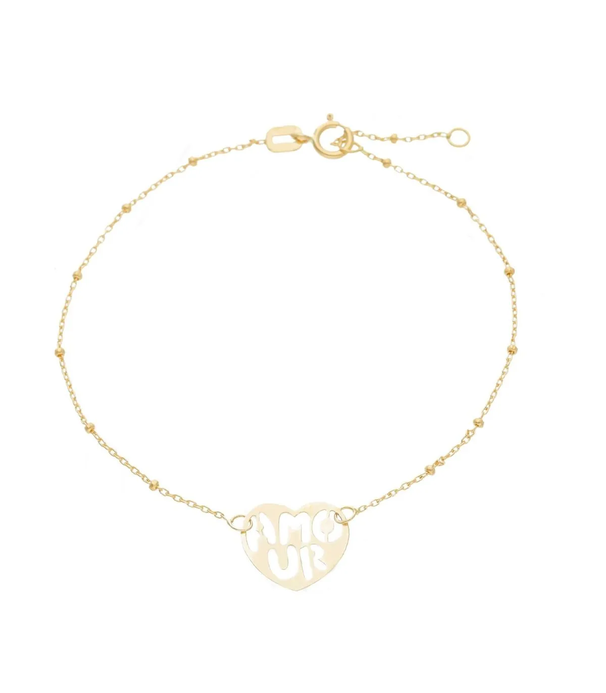 Bracciale Cuore Traforato Scritta Amour Oro Giallo 18kt