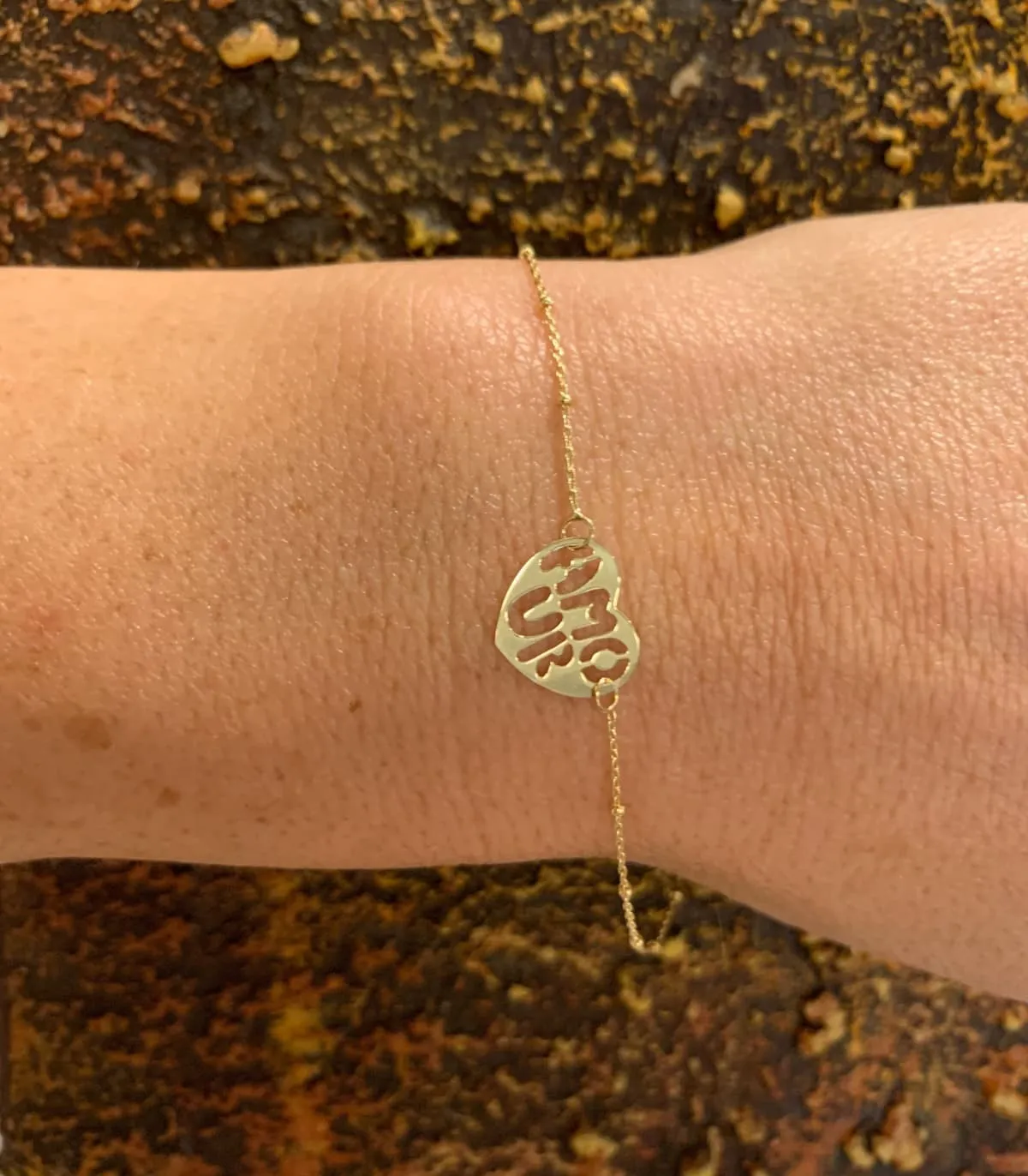 Bracciale Cuore Traforato Scritta Amour Oro Giallo 18kt