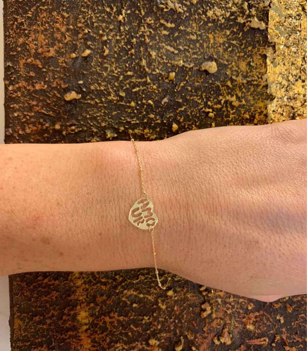 Bracciale Cuore Traforato Scritta Amour Oro Giallo 18kt
