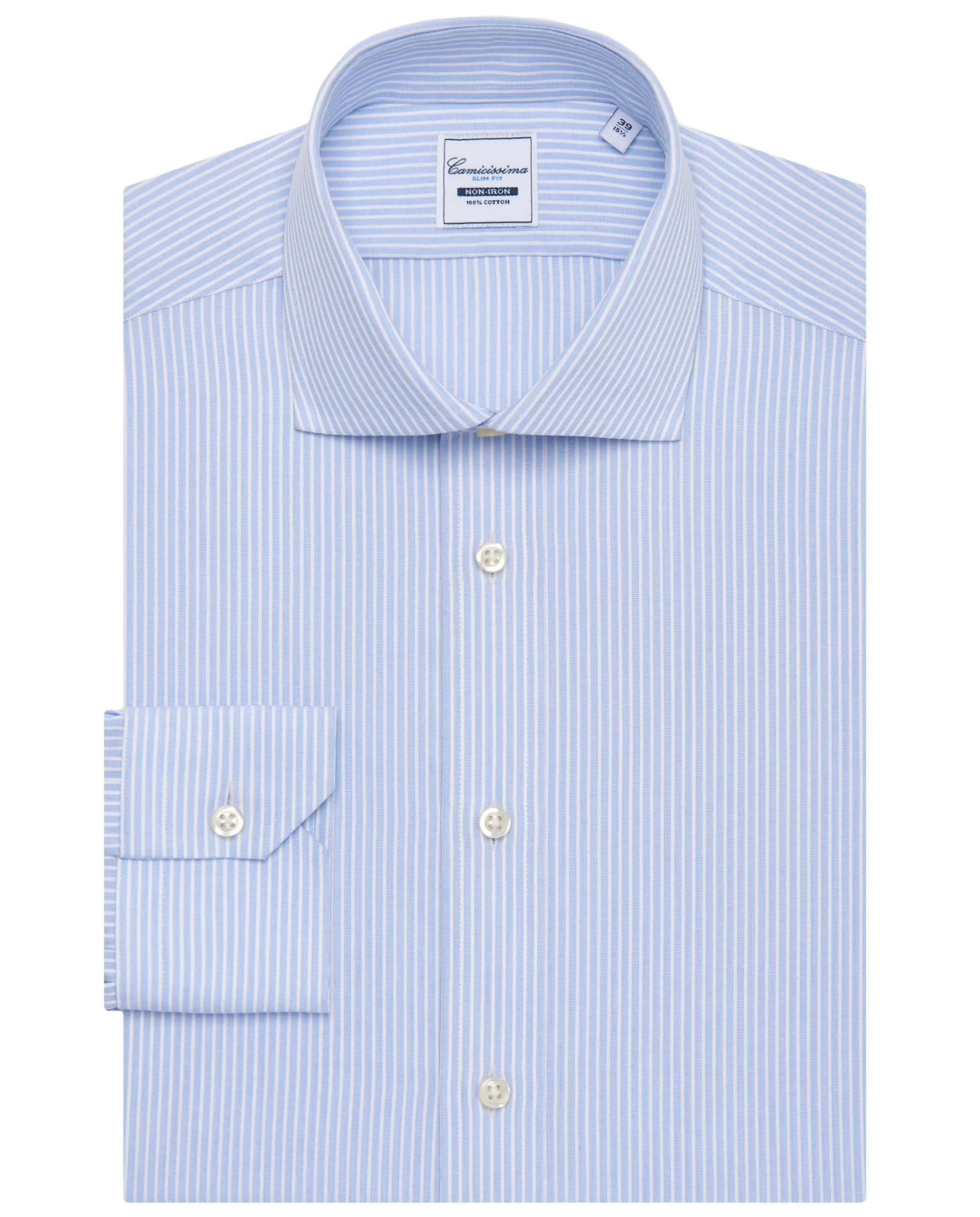 Camicia fancy non iron rigata azzurra francese francese    