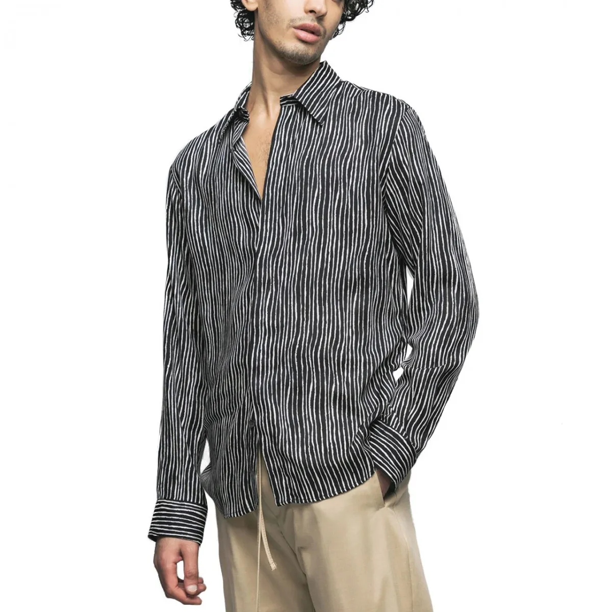 Camicia In Viscosa Manica Lunga