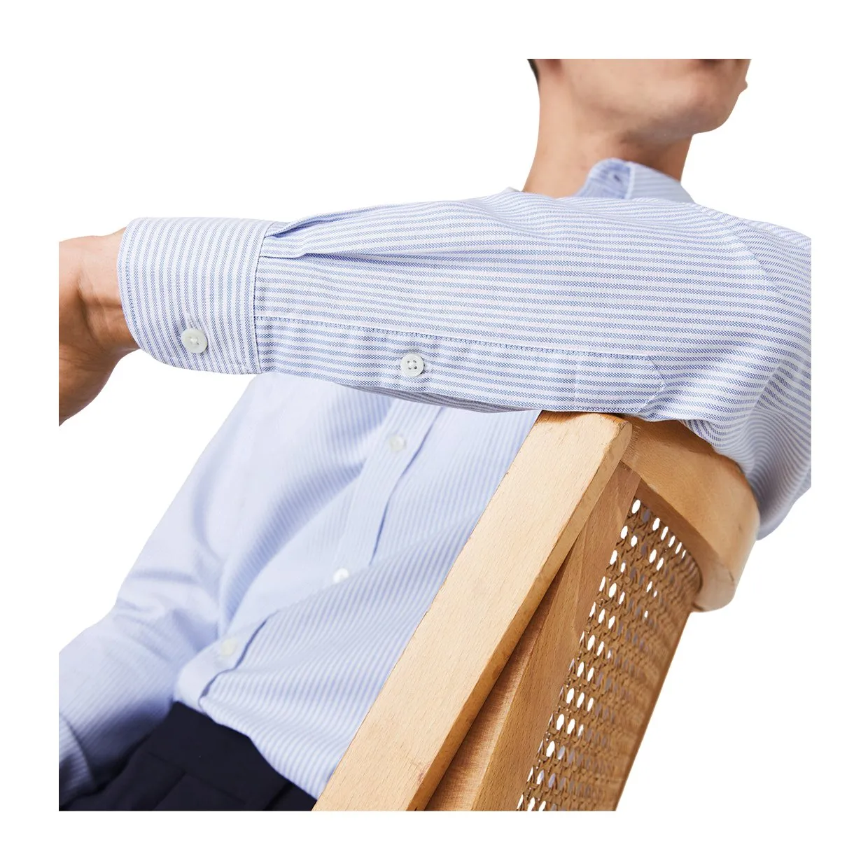 Camicia Lacoste Oxford A Righe Bianco / Blu / Azzurro