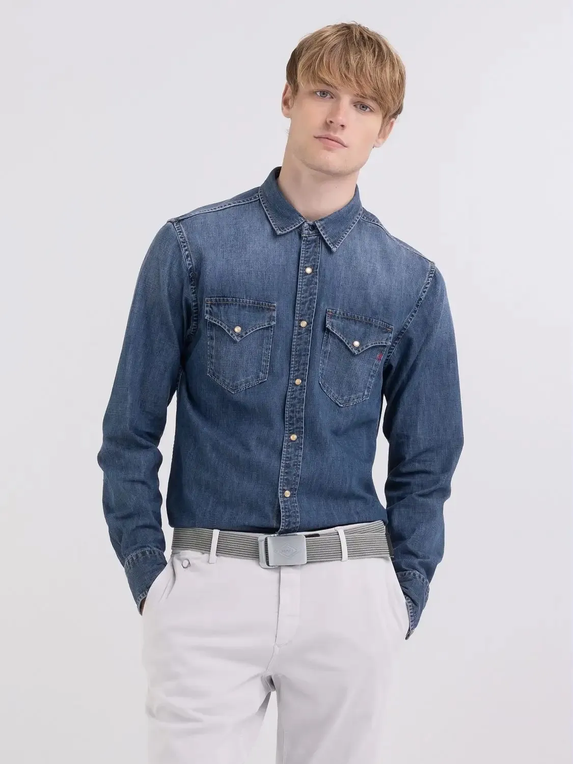 Camicia manica lunga Replay  Blu