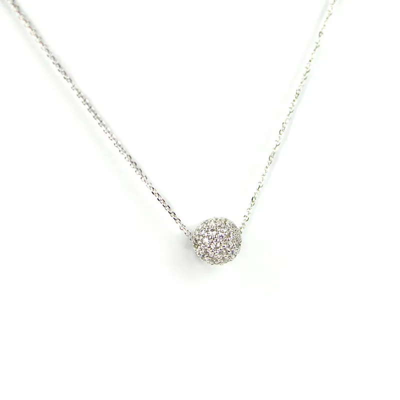 Collana con sfera di zirconi in oro bianco
