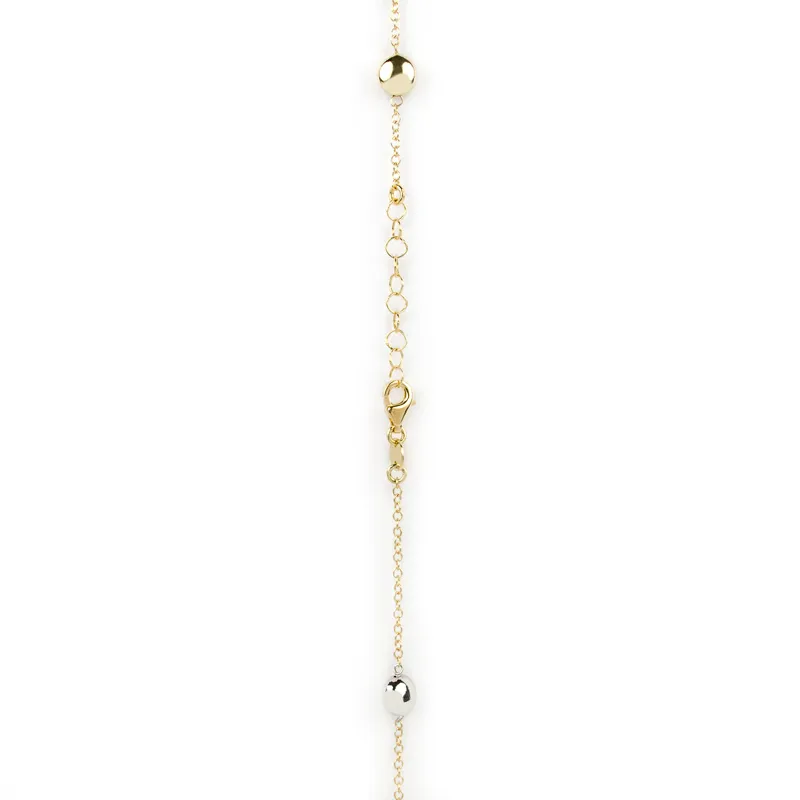 Collana in oro giallo con palline in oro rosa, bianco e giallo