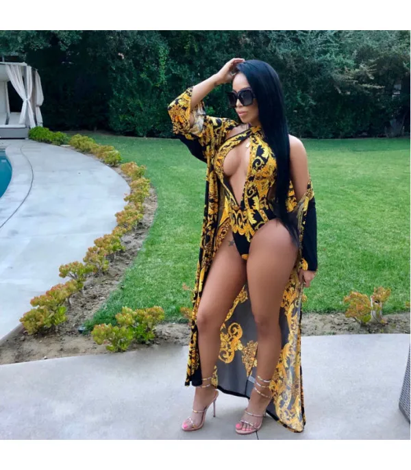 Completo monokini + kimono barocco