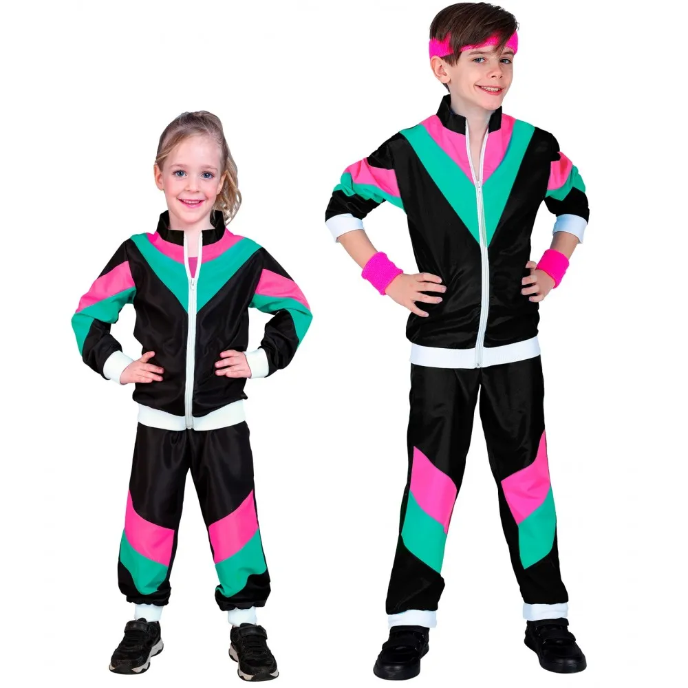 Costume Tuta Anni 80 Bambino Unisex per Feste a Tema, Taglia 11-13 anni, 158 cm