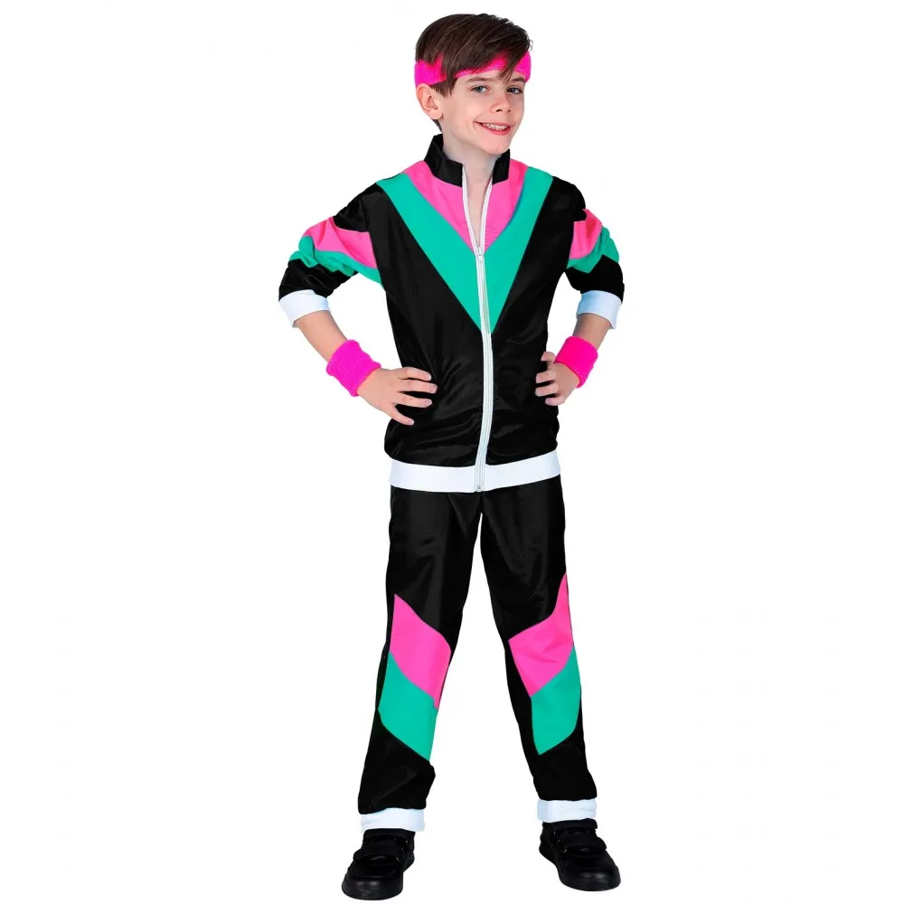 Costume Tuta Anni 80 Bambino Unisex per Feste a Tema, Taglia 4-5 anni, 116 cm