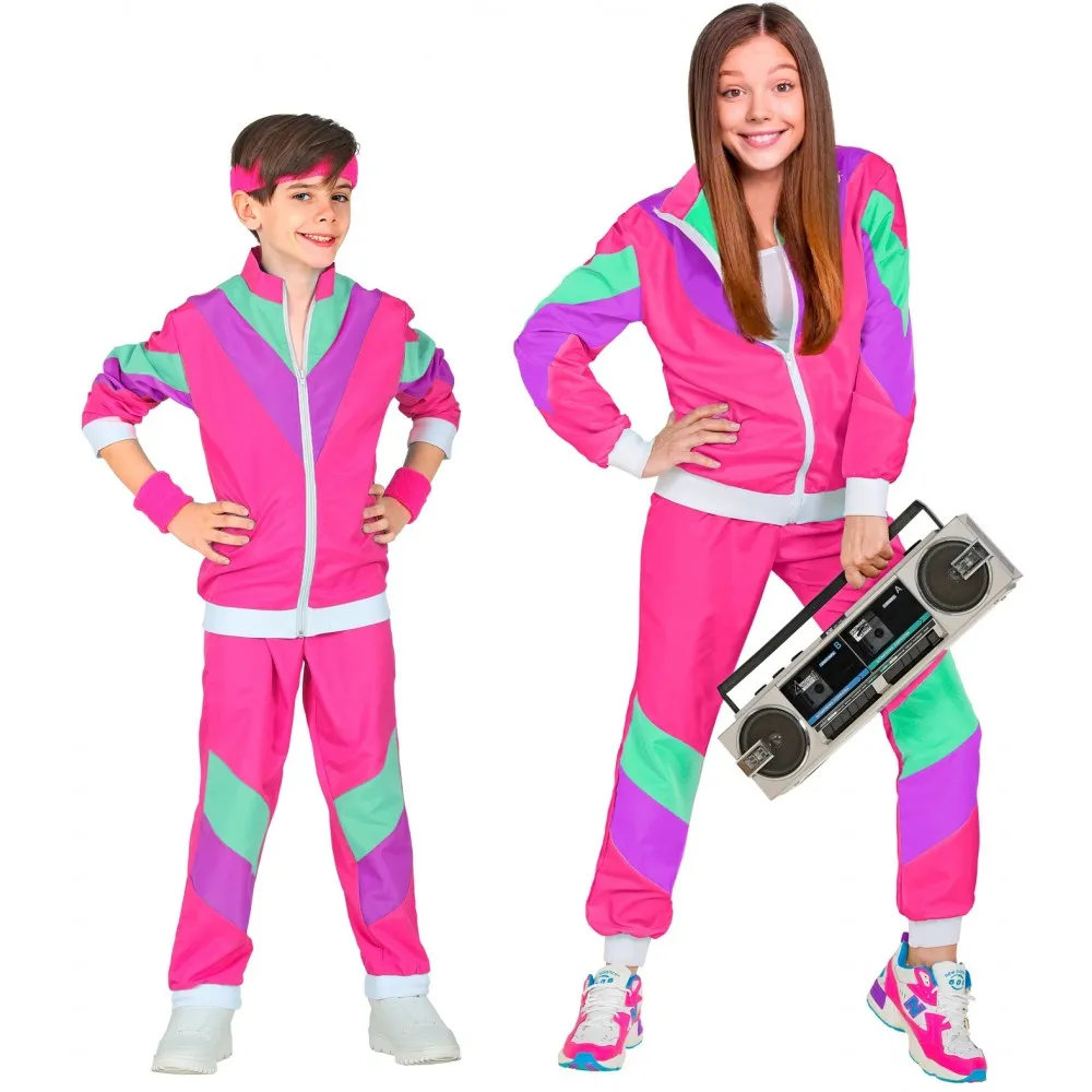 Costume Tuta Anni 80 Bambino Unisex per Feste a Tema, Taglia 8-10 anni, 140 cm