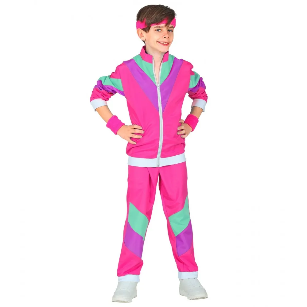 Costume Tuta Anni 80 Bambino Unisex per Feste a Tema, Taglia 8-10 anni, 140 cm