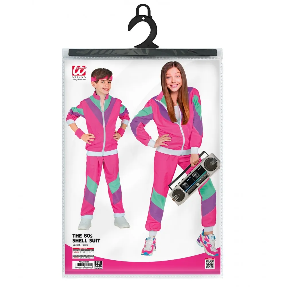 Costume Tuta Anni 80 Bambino Unisex per Feste a Tema, Taglia 8-10 anni, 140 cm