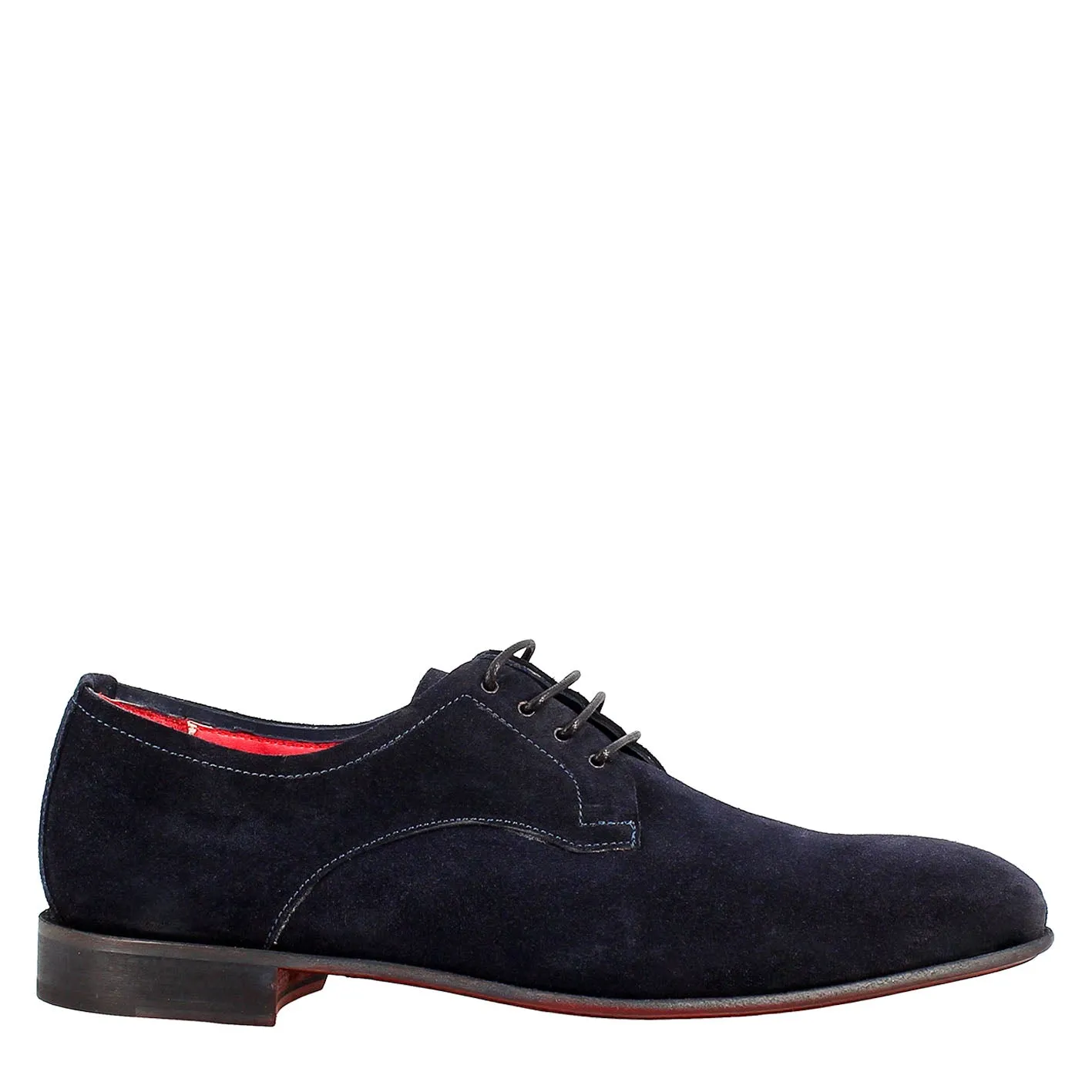 Derby blu elegante da uomo in pelle scamosciata