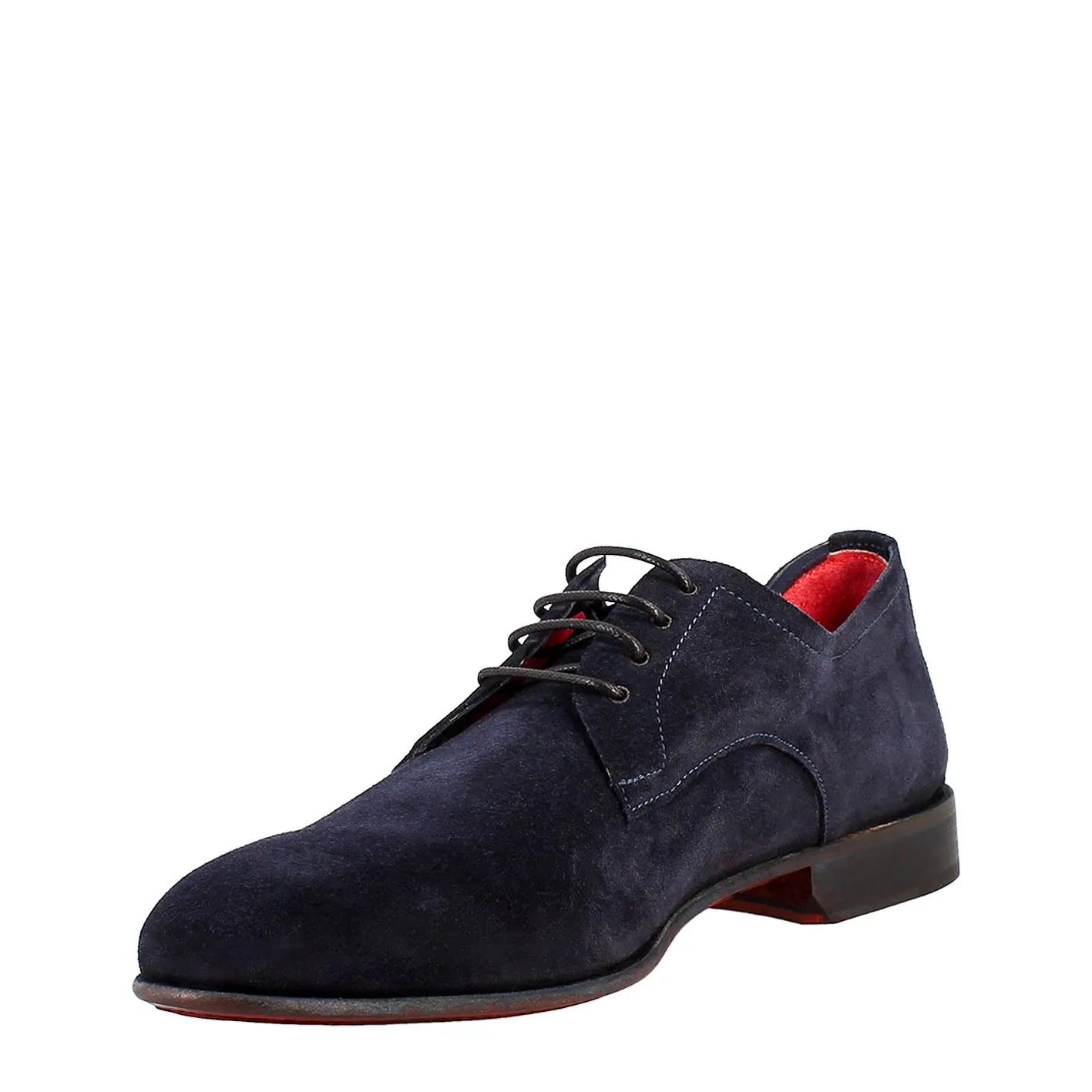 Derby blu elegante da uomo in pelle scamosciata