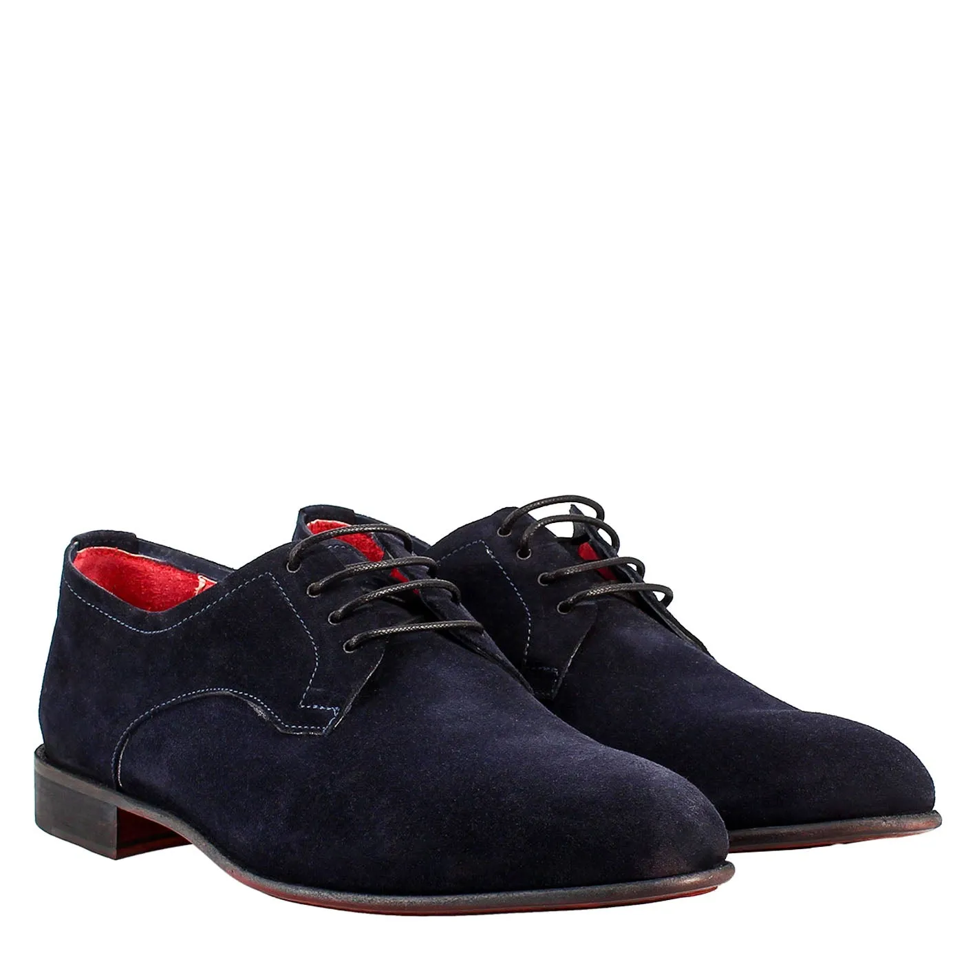 Derby blu elegante da uomo in pelle scamosciata