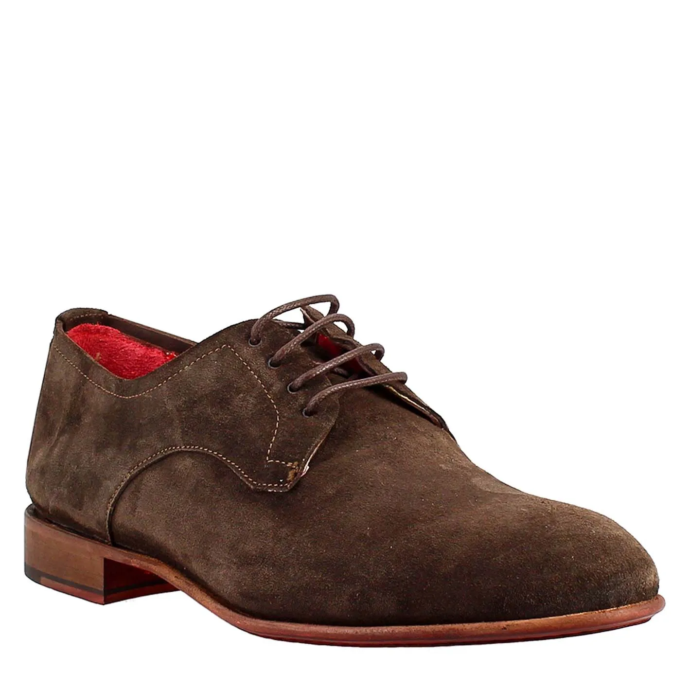 Derby marrone marrone elegante da uomo in pelle scamosciata