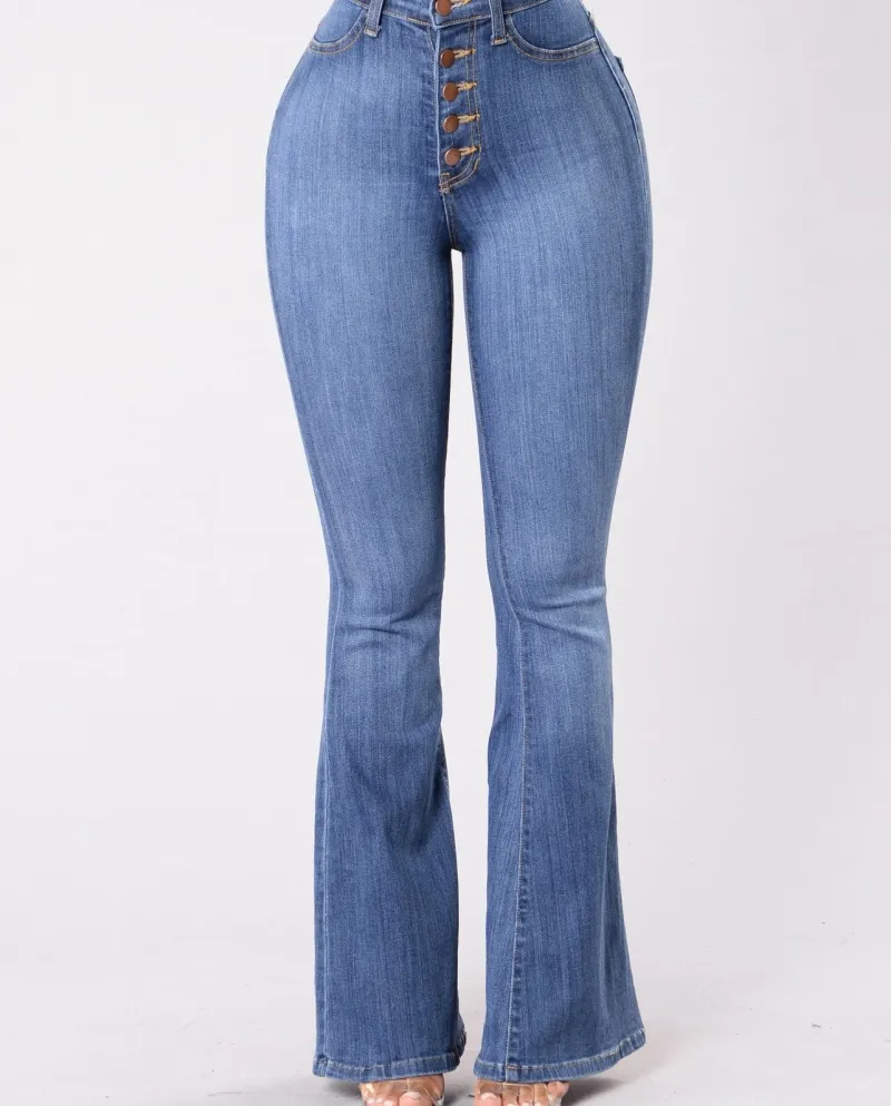 Factory Direct Sales 2024  And  Popular Women's Jeans Women's Slim High-waisted Butt-flared Pants Wholesale In Stock