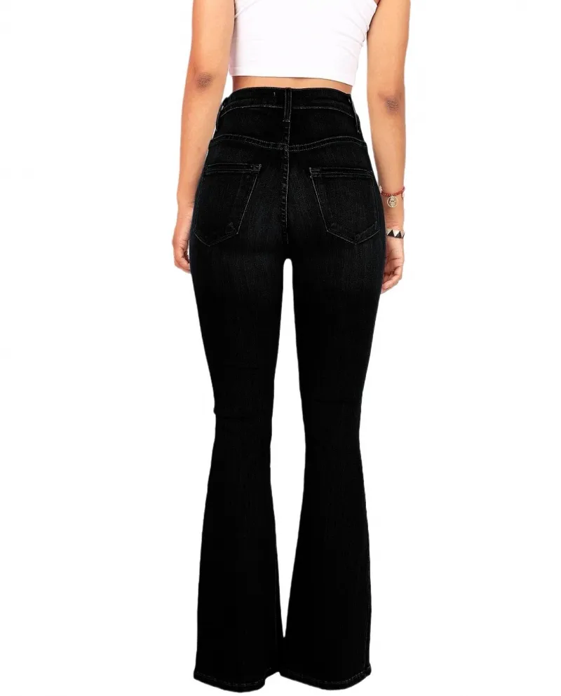 Factory Direct Sales 2024  And  Popular Women's Jeans Women's Slim High-waisted Butt-flared Pants Wholesale In Stock