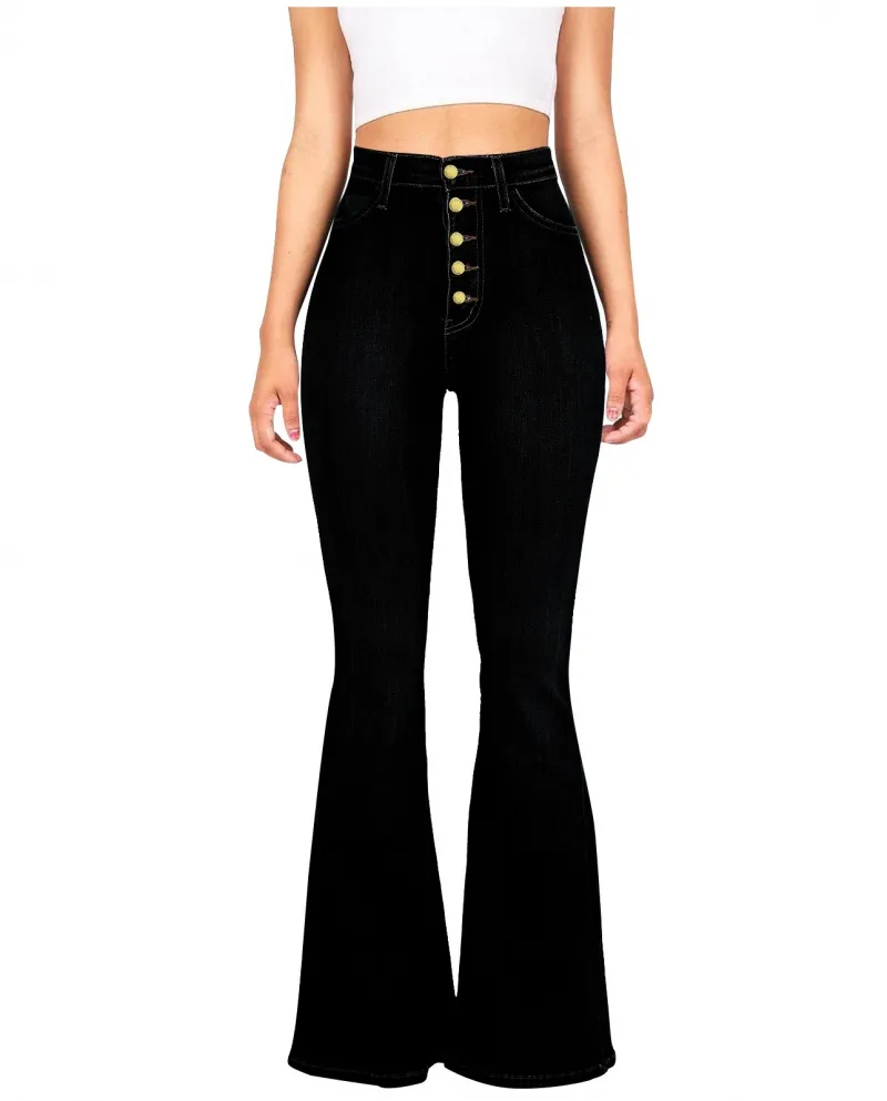 Factory Direct Sales 2024  And  Popular Women's Jeans Women's Slim High-waisted Butt-flared Pants Wholesale In Stock