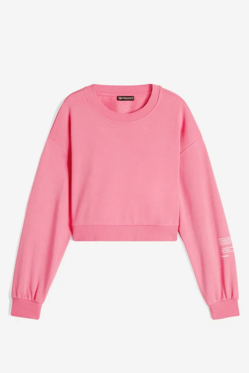 Felpa girocollo corta donna Rosa