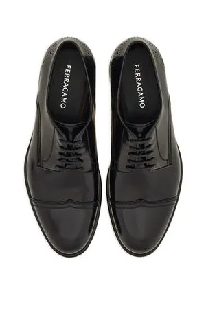 FERRAGAMO Calzature,Scarpe Derby in pelle di vitello nero 
