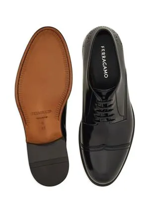 FERRAGAMO Calzature,Scarpe Derby in pelle di vitello nero 