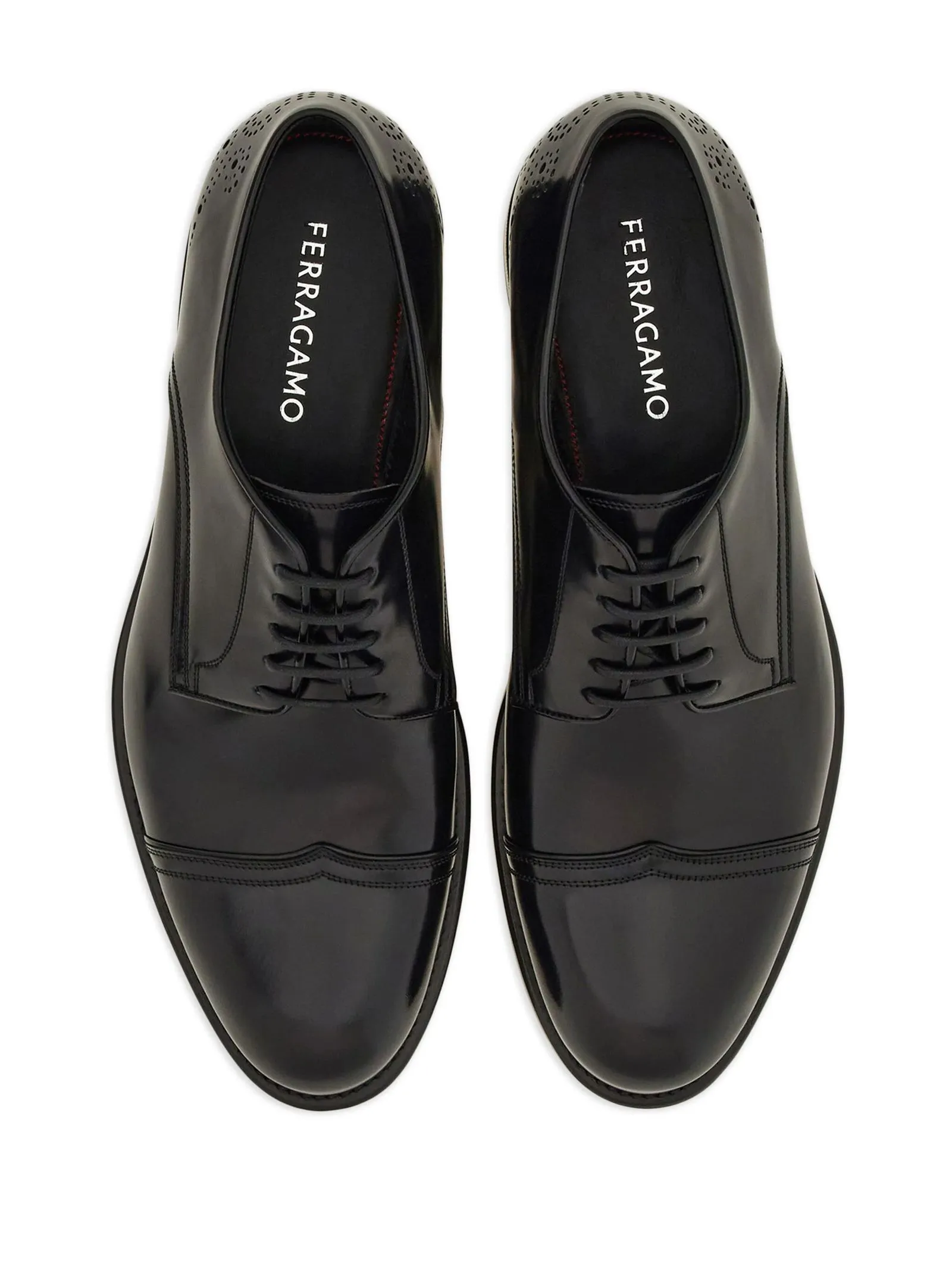 FERRAGAMO Calzature,Scarpe Derby in pelle di vitello nero 