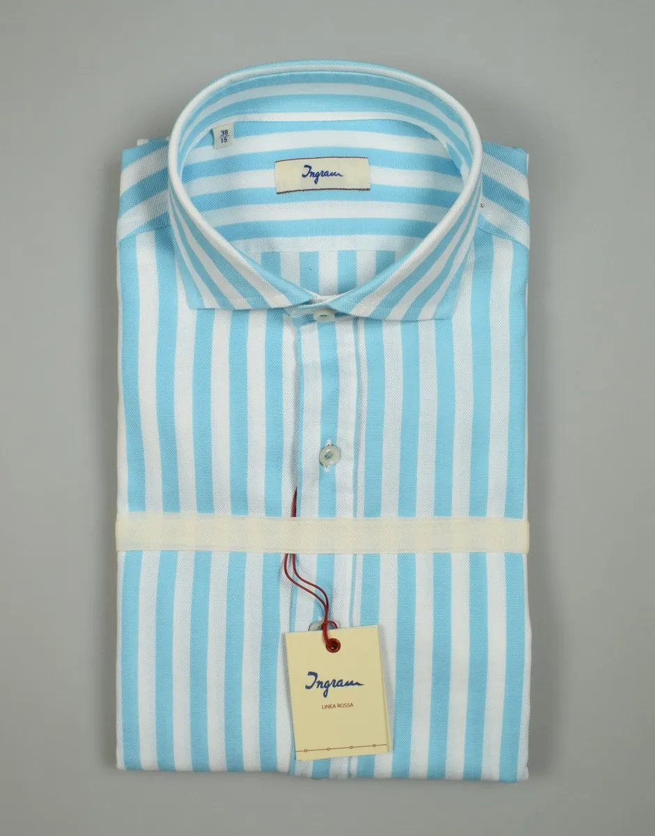 French teal striped slim fit ingram shirt