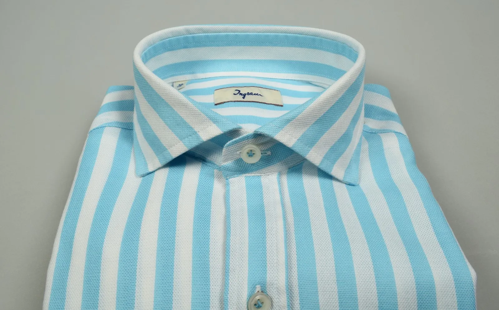French teal striped slim fit ingram shirt