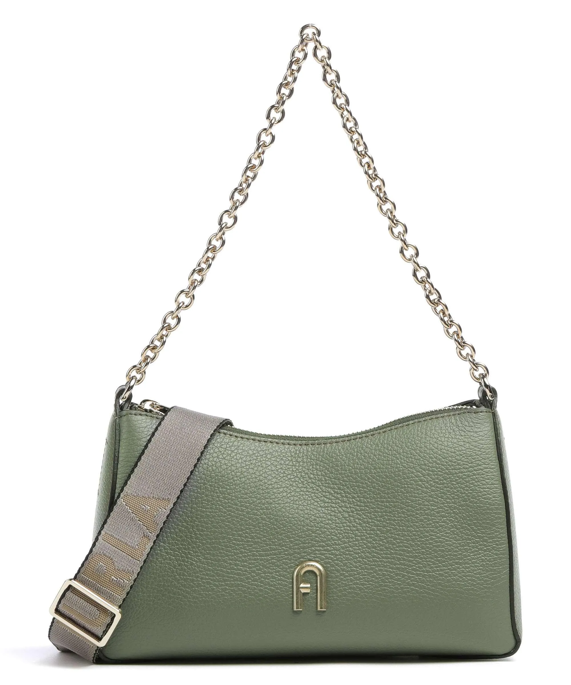  Furla Primula Mini Borsa a spalla pelle granulata verde  