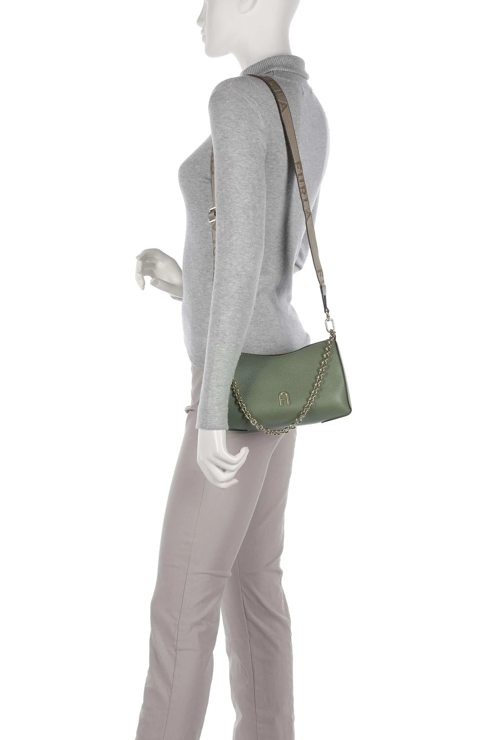  Furla Primula Mini Borsa a spalla pelle granulata verde  