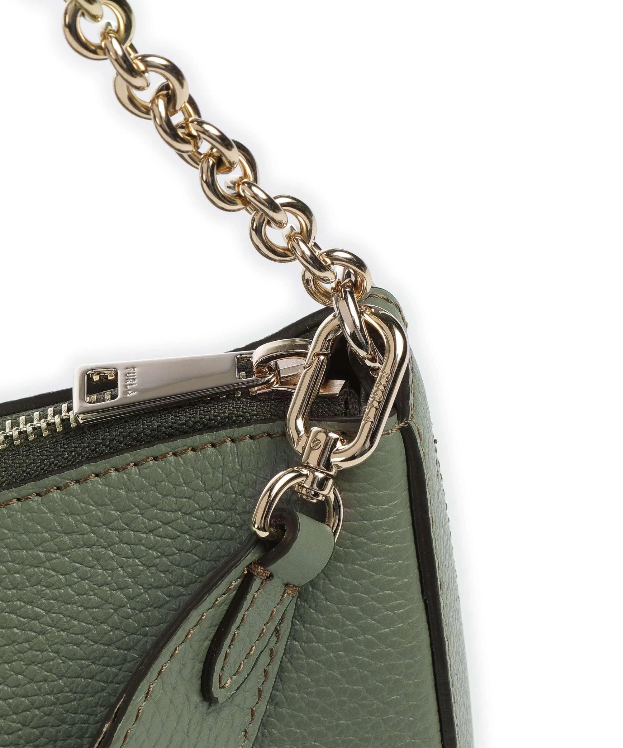  Furla Primula Mini Borsa a spalla pelle granulata verde  