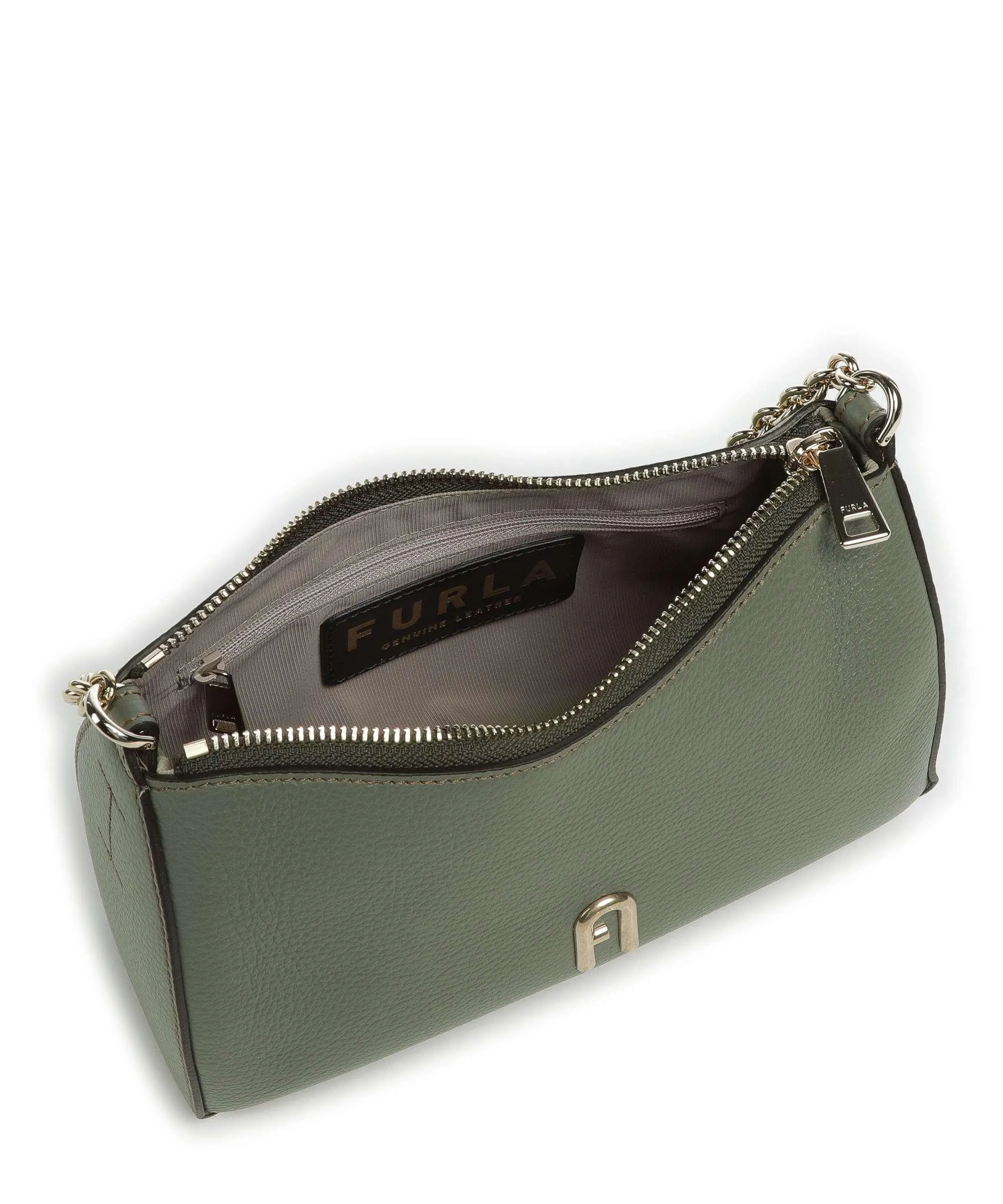  Furla Primula Mini Borsa a spalla pelle granulata verde  